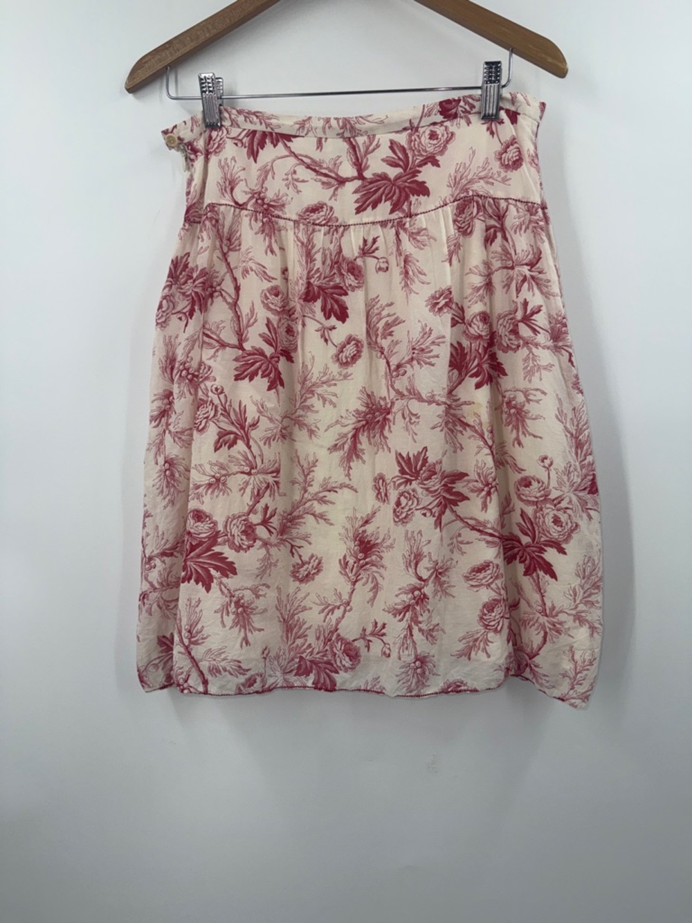 Max Studio Silk Cotton pink & white summer toile floral mini skirt